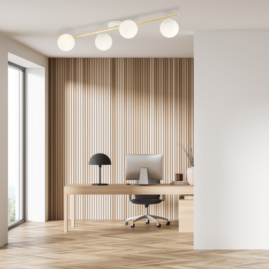 Kattovalo SPLENDI 4xE14/10W/230V valkoinen/kulta