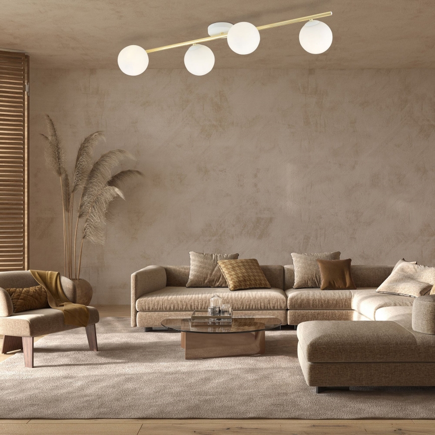 Kattovalo SPLENDI 4xE14/10W/230V valkoinen/kulta