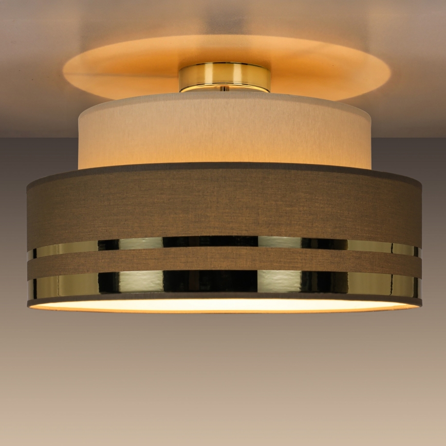 Kattovalo TAMI 1xE27/60W/230V halkaisija 40 cm beige/ruskea/kulta