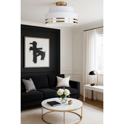 Kattovalo TAMI 1xE27/60W/230V halkaisija 40 cm valkoinen/kulta