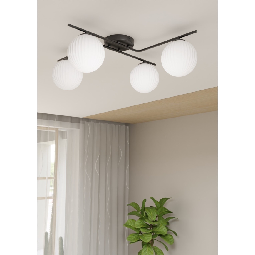 Kattovalo VESPA 4xE14/10W/230V musta/valkoinen