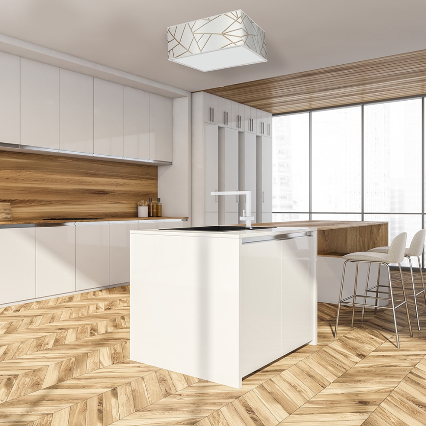 Kattovalo ZIGGY 3xE27/60W/230V valkoinen/kulta