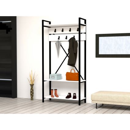 Käytävän seinä ALFA 180x90 cm valkoinen/musta