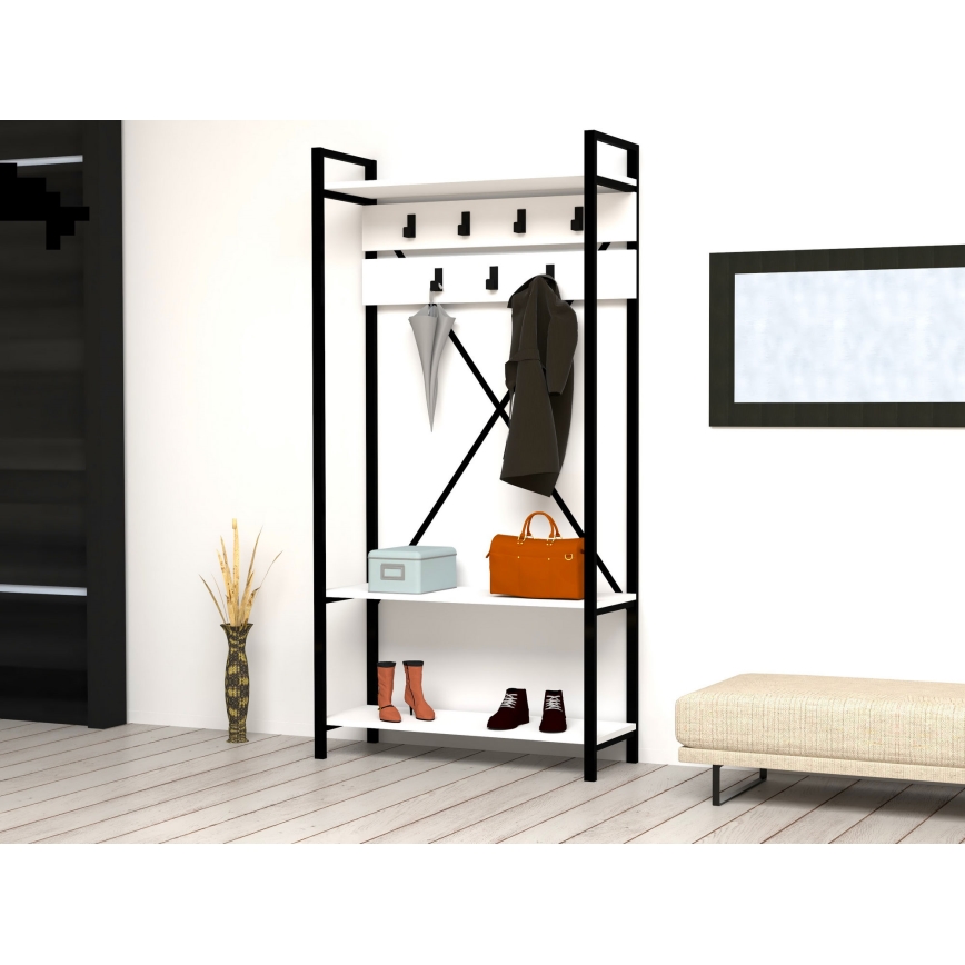 Käytävän seinä ALFA 180x90 cm valkoinen/musta