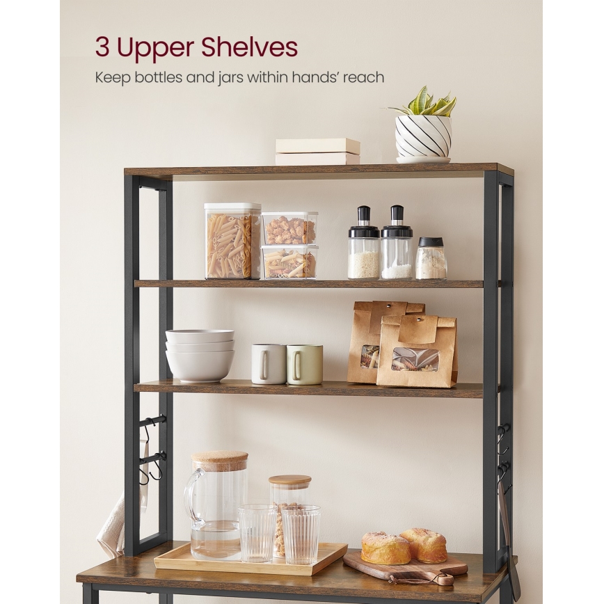 Keittiöhylly MARGE ruskea/musta