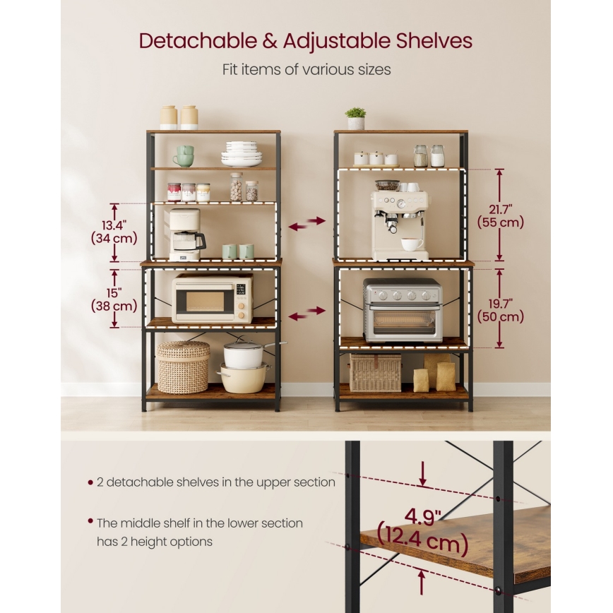 Keittiöhylly MARGE ruskea/musta