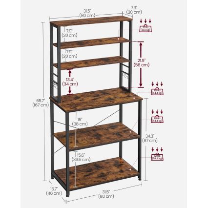 Keittiöhylly MARGE ruskea/musta
