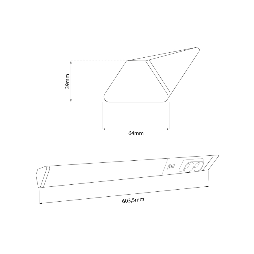 Keittiökaappien alla oleva LED-valo laatikoilla ja USB portit LED/18W/230V 4000K hopea