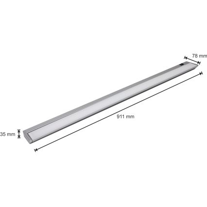 Keittiökaappien alla oleva LED-valo LED/15W/230V hopea