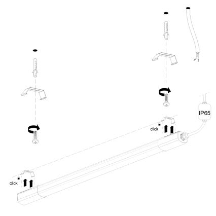 Keittiökaappien alla oleva LED-valo LED/36W/230V 4000K 120 cm musta