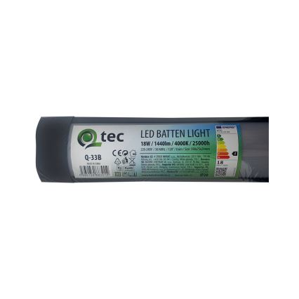 Keittiökaappien alla oleva LED-valo QTEC LED/18W/230V 60 cm musta