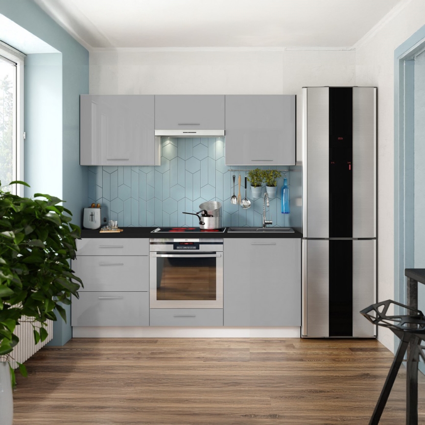 Keittiökaluste CELESTE 180 cm, kiiltävänharmaa