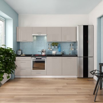 Keittiökaluste CELESTE 240 cm, kiiltävä taupe