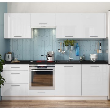 Keittiökaluste CELESTE 240 cm, kiiltävän valkoinen