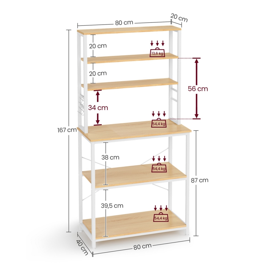 Keittiön hyllykkö MARGE ruskea/valkoinen