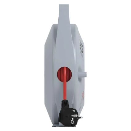 Kelallinen jatkojohto 4 pistorasialla, 10 m, harmaa/punainen