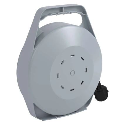 Kelallinen jatkojohto 4 pistorasialla, 10 m, harmaa/punainen