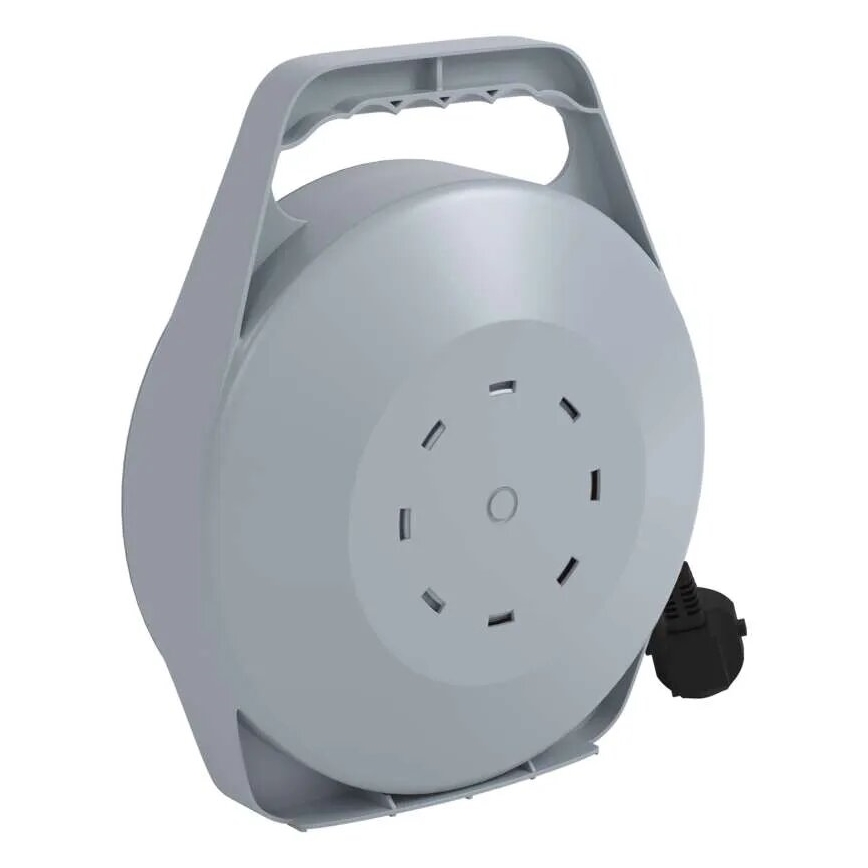 Kelallinen jatkojohto 4 pistorasialla, 10 m, harmaa/punainen