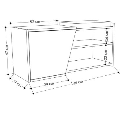 Kenkäkaappi FIONA 37x104 cm ruskea/antrasiitti
