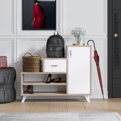 Kenkäkaappi RETRO 77x90 cm beige/valkoinen