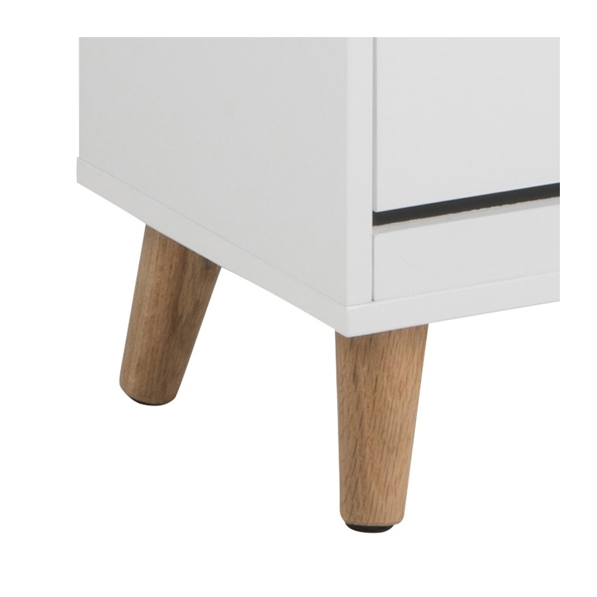 Kenkäteline, jossa 3 laatikkoa CARLY valkoinen