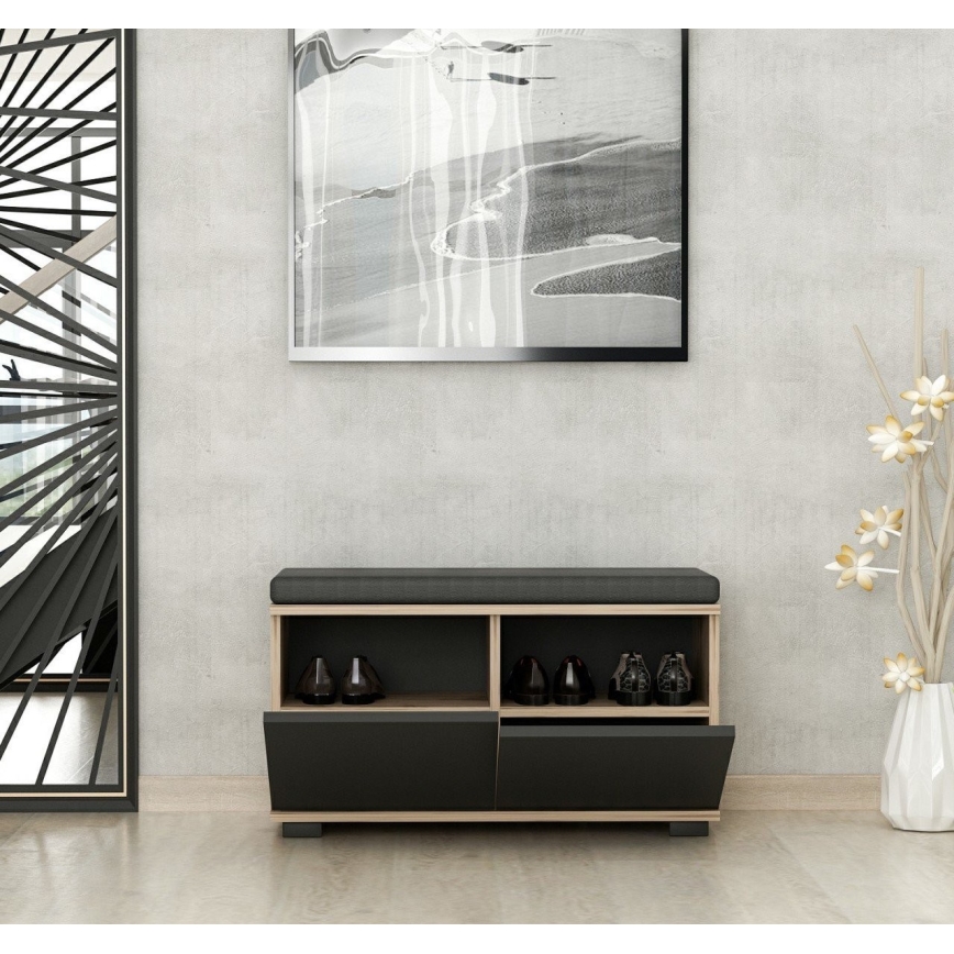 Kenkäteline DRAGO 42x80 cm musta/pähkinä