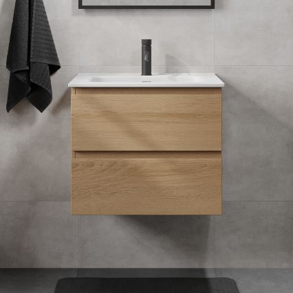 KENWOOD 61 cm kylpyhuonekaappi pesualtaalla, tammi/valkoinen