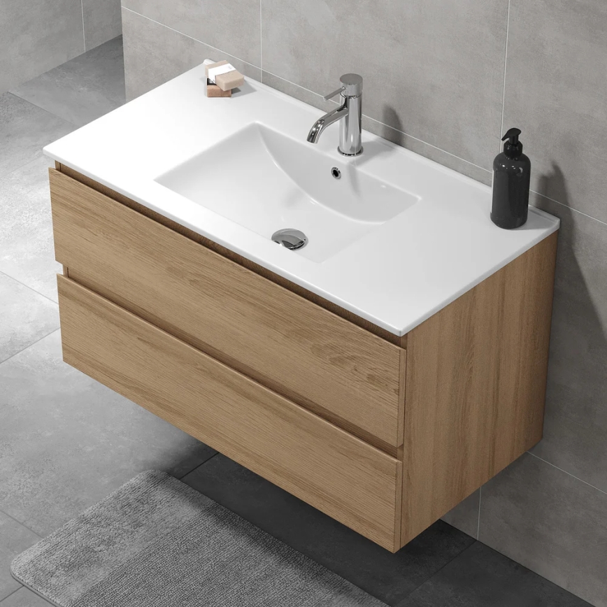 KENWOOD kylpyhuoneen allaskaappi pesualtaalla 91x50x45 cm tammi