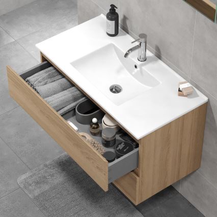 KENWOOD kylpyhuoneen allaskaappi pesualtaalla 91x50x45 cm tammi
