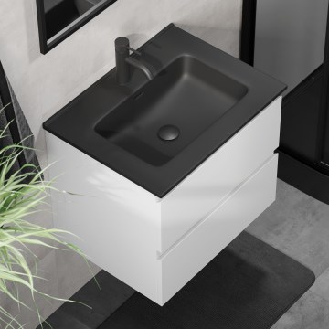 KENWOOD-kylpyhuonekaappi pesuallolla 61x52x45 cm, valkoinen/musta