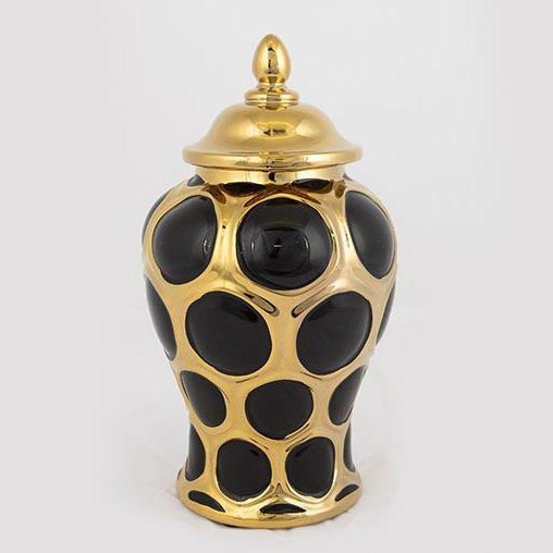 Keraaminen purkki 27,6x15 cm kulta/musta