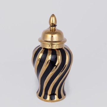 Keraaminen purkki 30x14,8 cm kulta/musta