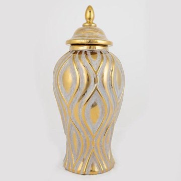 Keraaminen purkki 42,6x18,8 cm kulta/hopea