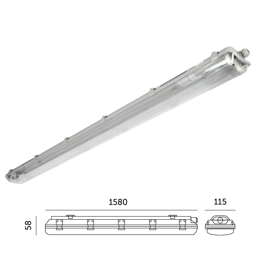 Kestävä loistelamppu 2xG13/22W/230V IP65