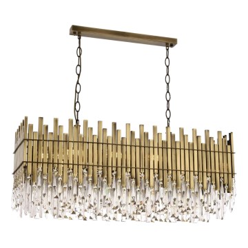 Ketjulla ripustettava CRYSTALLINE-kattokruunu 8xE27/40W/230V messinki