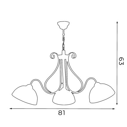 Kattokruunu ketjulla ANTICA 3xE27/60W/230V