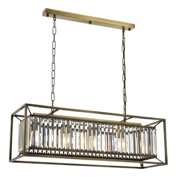 Ketjulla roikkuva CRYSTALLINE-kattokruunu 4xE27/6W/230V, pronssinvärinen