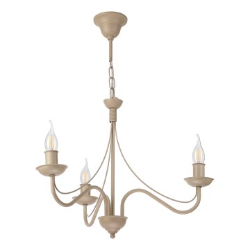 Ketjulla roikkuva kattokruunu ANTON 3xE14/60W/230V beige