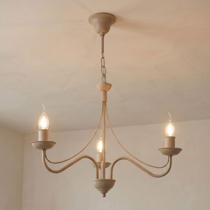 Ketjulla roikkuva kattokruunu ANTON 3xE14/60W/230V beige