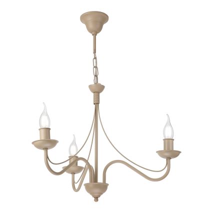 Ketjulla roikkuva kattokruunu ANTON 3xE14/60W/230V beige