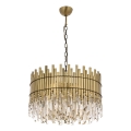 Ketjulla roikkuva kattokruunu CRYSTALLINE 8xE27/40W/230V, halkaisija 60 cm, messinki
