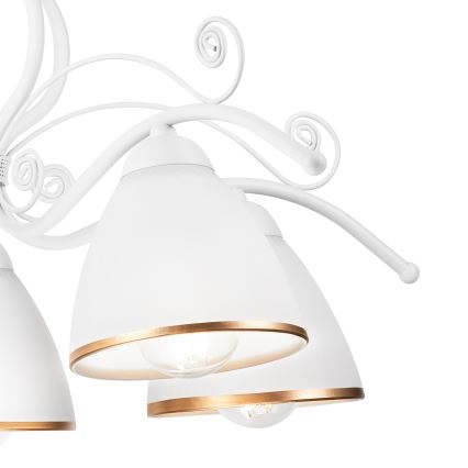 Ketjulla roikkuva RETRO II -kattokruunu 5xE27/60W/230V, valkoinen