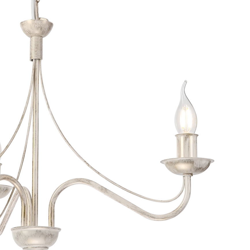 Ketjullinen riippuvalaisin ANTON 3xE14/60W/230V, valkoinen patina