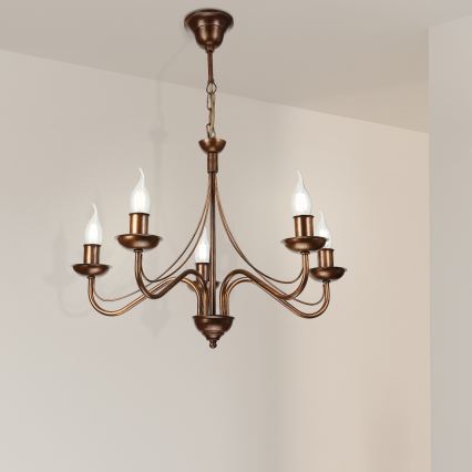 Ketjullinen riippuvalaisin ANTON 5xE14/15W/230V pronssinvärinen