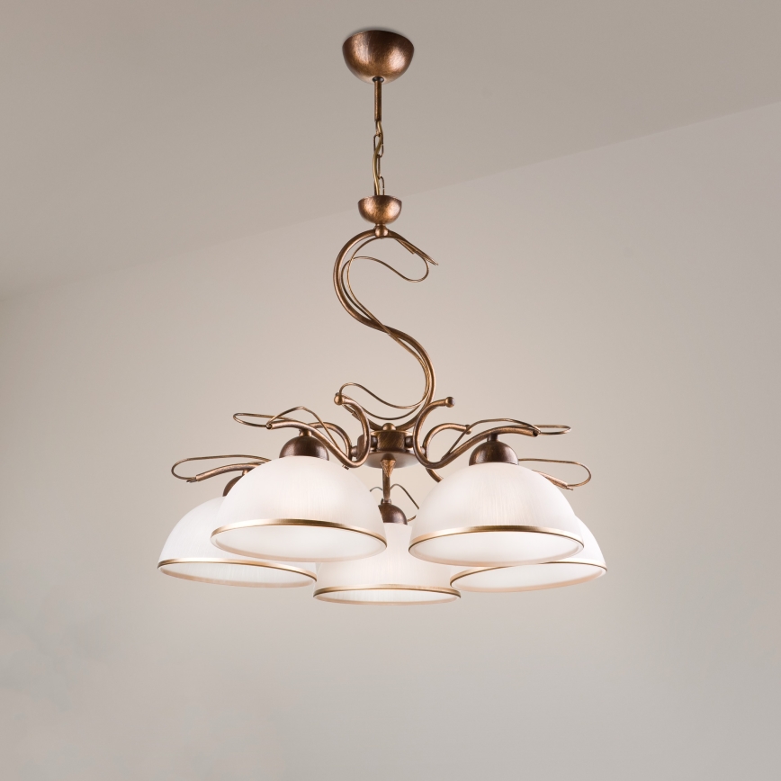 Ketjullinen riippuvalaisin COBRA 5xE27/60W/230V pronssi/patina