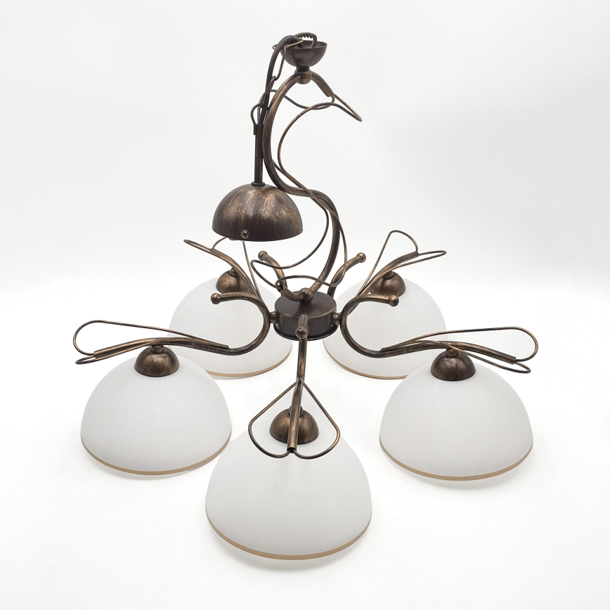 Ketjullinen riippuvalaisin COBRA 5xE27/60W/230V pronssi/patina