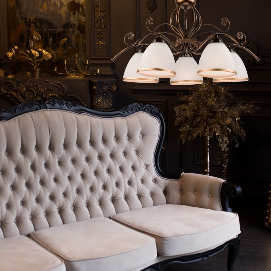 Ketjullinen riippuvalaisin RETRO II 5xE27/60W/230V musta patina