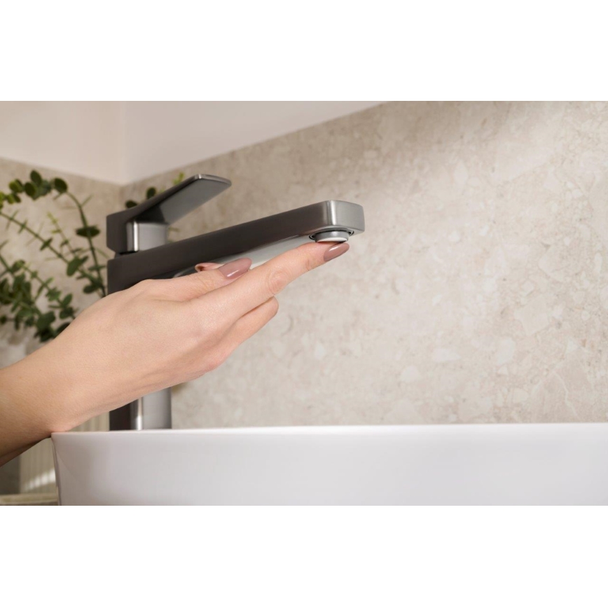 KFA Armatura 4522-712-61 - Pesuallashana + MALAGA-pohjaventtiili 30,3 cm metallinhohtoinen harmaa