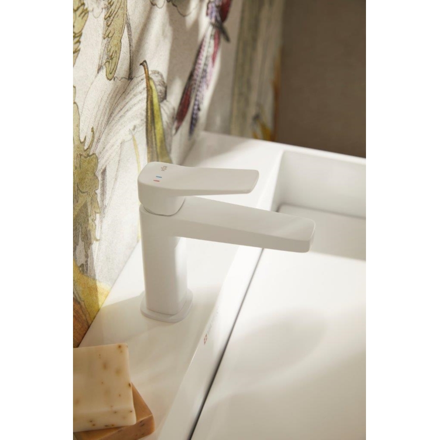 KFA Armatura 4522-815-44 - Pesuallosekoitin + MALAGA-tyhjennysventtiili 15,9 cm valkoinen