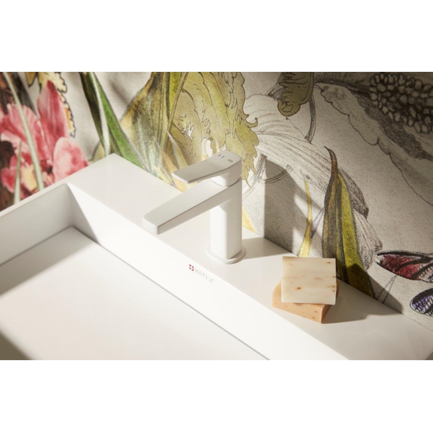 KFA Armatura 4522-815-44 - Pesuallosekoitin + MALAGA-tyhjennysventtiili 15,9 cm valkoinen